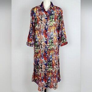 Speed Limit MPH Longline Shirt Multi Color Print Semi Sheer Lightweight Size M/L